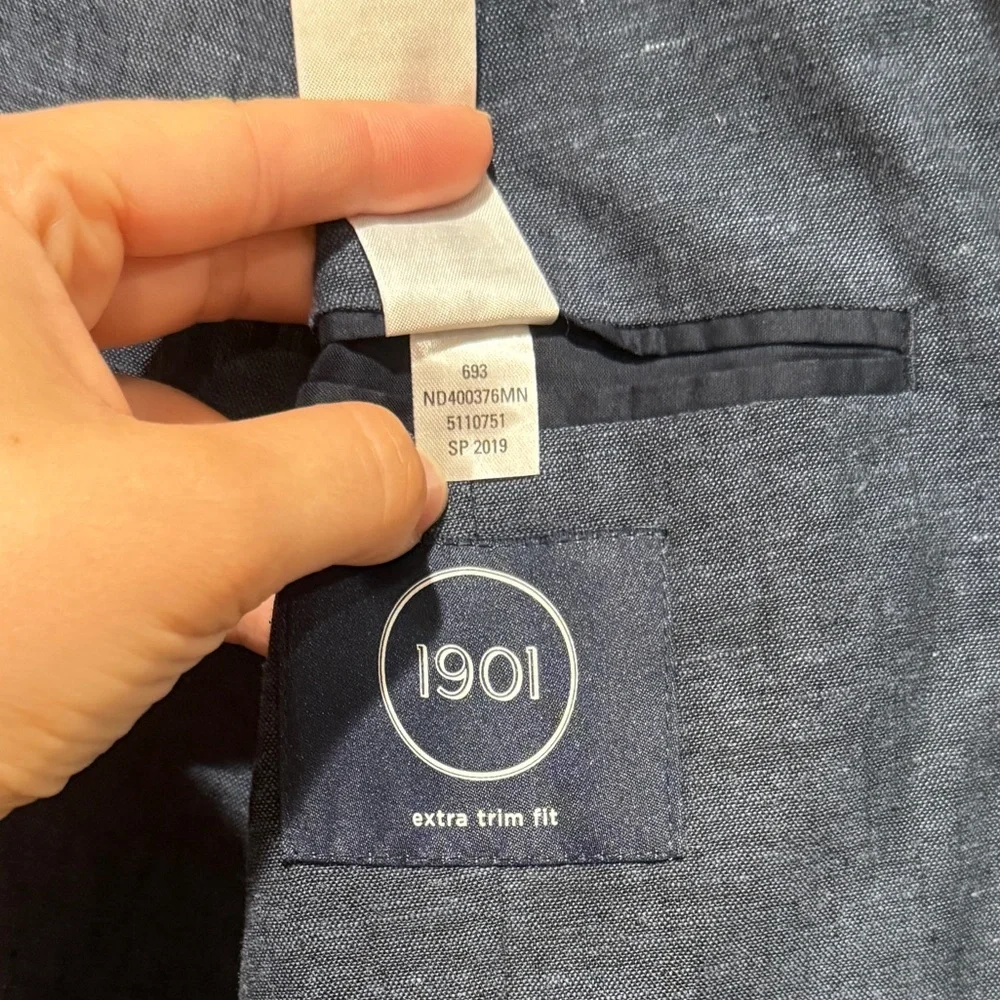 NWT 1901 Extra Trim Fit Linen Cotton Sports Coat Blazer Small S ‎ Navy Preppy